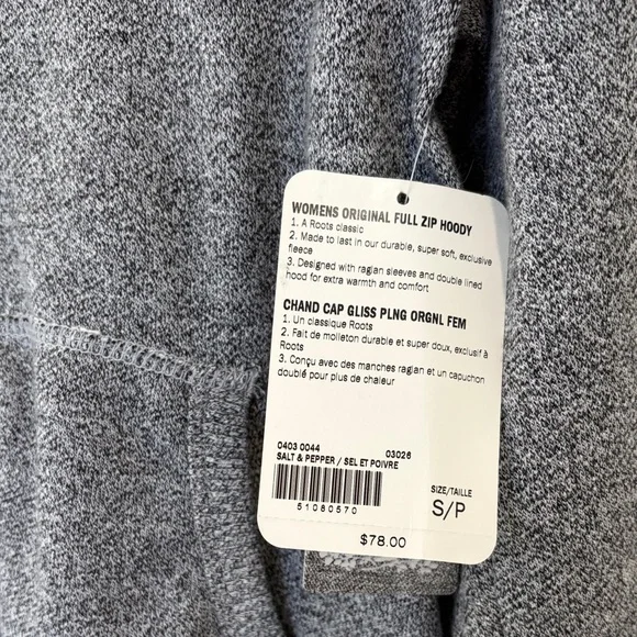 NWT Roots Salt & Pepper Full Zip Hoodie - Picture 6 of 13